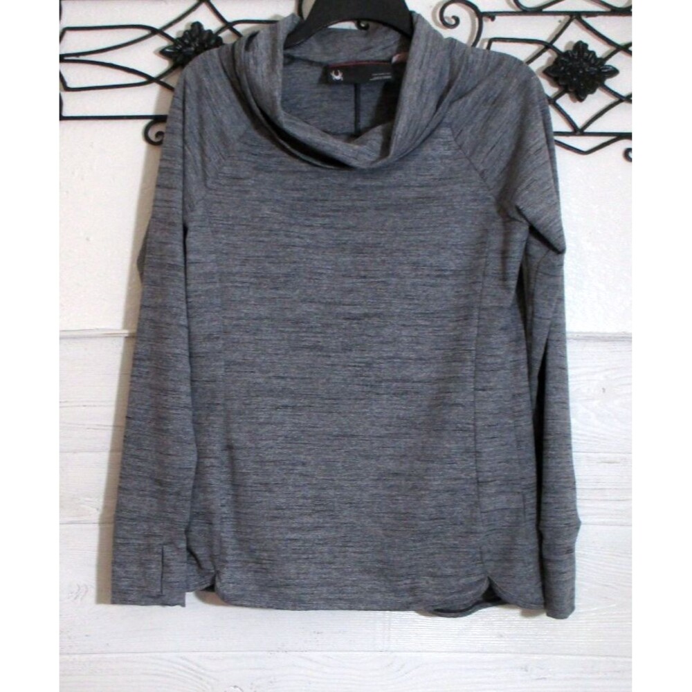 Spyder Activewear Top Women's Size M Gray Logo Long Sleeve Cowl Neck